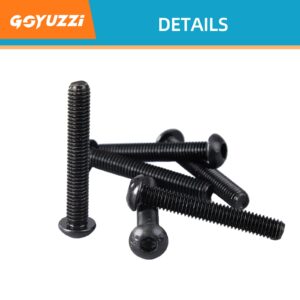 M5 x 40mm Button Head Socket Cap Screws Bolts, 10.9 Grade Alloy Steel, Black Oxide Finish, Metric Allen Hex Drive, Fully Threaded, 50PCS