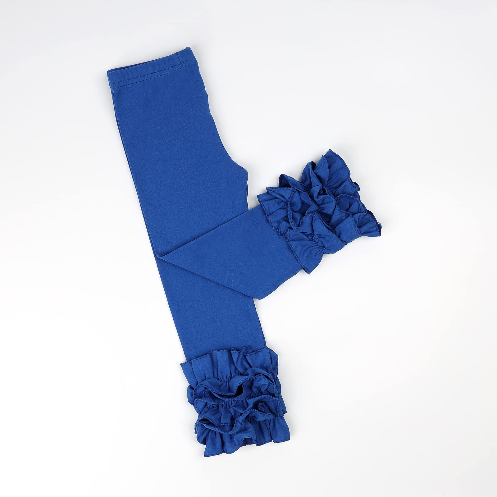 HOOLCHEAN Baby Toddler and Little Girls Cotton Ruffle Leggings (Royal Blue, M: 3-4T)