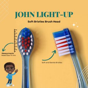 OUR REFLECTIONS Kids Manual Light Up 60 Seconds Timer Toothbrush, Suction Cup, Soft Bristles, Ages 3 and up. John (John Light Up Timer Toothbrush, Blue)