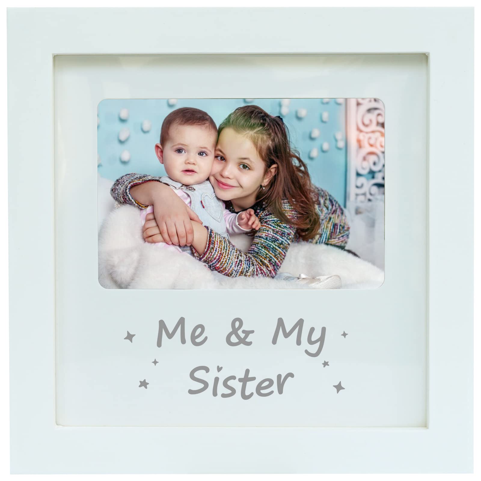 HAMUIERS Me and My Sister Picture Frame, Sibling Gifts, Little or Big Sister Gift, Gender Neutral Baby Keepsake Frame, Nursery Décor, White