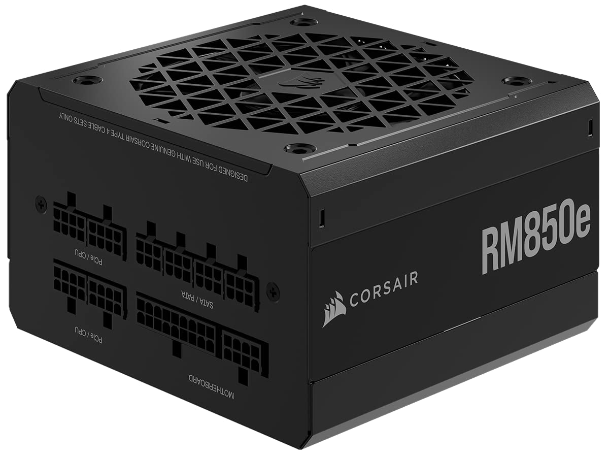 Corsair RM850e Fully Modular Low-Noise ATX Power Supply (Dual EPS12V Connectors, 105°C-Rated Capacitors, 80 Plus Gold Efficiency, Modern Standby Support) Black