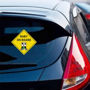 Dreothy 2PCS Baby on Board Sticker for Cars Funny Cartoon Panda Baby On Board Sign Safety Warning Decals Car Styling Waterproof Window Bumper Vinyl Car Stickers (Panda)