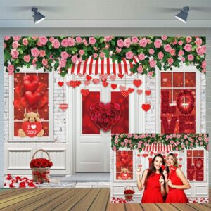 cylyh 7x5ft valentine's day backdrop valentine's day store backdrop pink rose flower brick wall background mother's day party bridal shower party backdrops d807