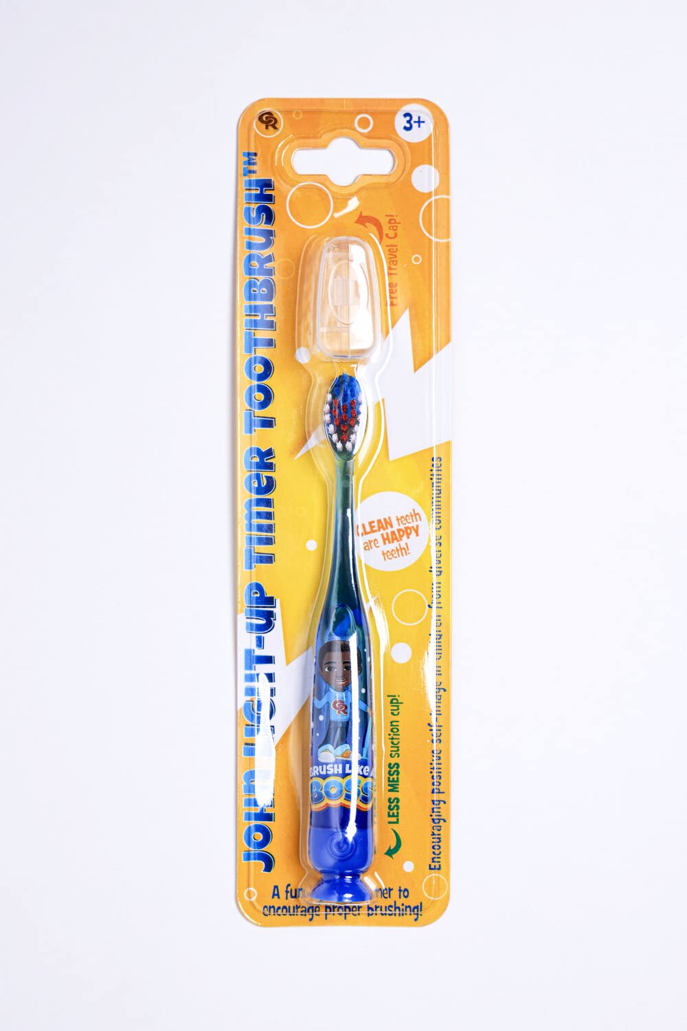 OUR REFLECTIONS Kids Manual Light Up 60 Seconds Timer Toothbrush, Suction Cup, Soft Bristles, Ages 3 and up. John (John Light Up Timer Toothbrush, Blue)