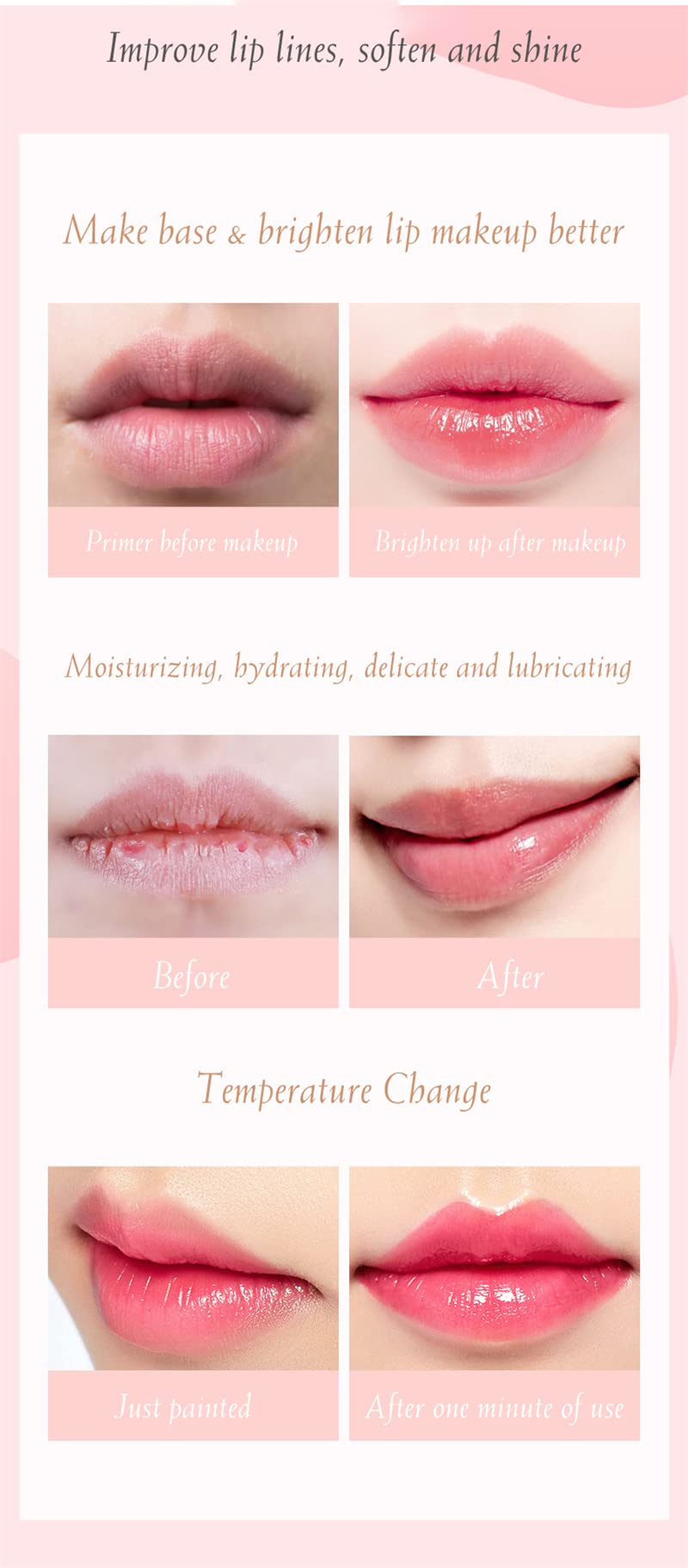 Mrettick 3Packs Hydrating Lip Oil Temperature Color Changing Lip Oil Plumping Lip Gloss Moisturizing Lip Oil Tinted for Lip Care and Dry Lip (#3)