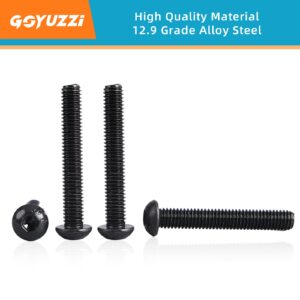 M5 x 40mm Button Head Socket Cap Screws Bolts, 10.9 Grade Alloy Steel, Black Oxide Finish, Metric Allen Hex Drive, Fully Threaded, 50PCS