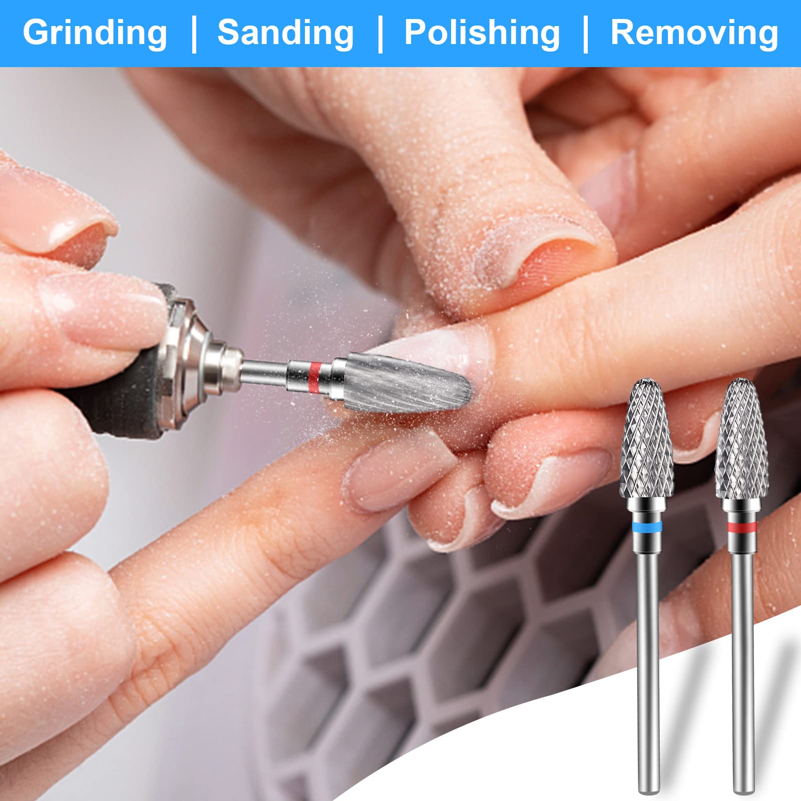 Diesisa 2 Pack Nail Drill Bits, Nail Bits for Acrylic Nails, 3/32" Shank Drill Bits for Nails Professional Electric Nail Drill Bits for Home Salon/Fine+Medium Nail Bits - Corn