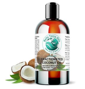 bella terra oils - liquid organic fractionated coconut oil 16 oz - dive into nutritional excellence, known for antioxidants & mcts, a luxurious treat for the skin