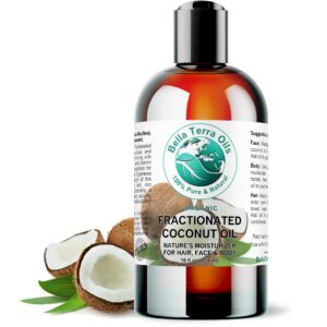 Bella Terra Oils - Liquid Organic Fractionated Coconut Oil 16 oz - Dive into Nutritional Excellence, Known for Antioxidants & MCTs, A Luxurious Treat for the Skin