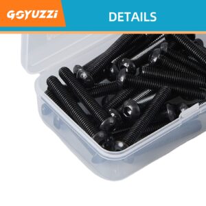 M5 x 40mm Button Head Socket Cap Screws Bolts, 10.9 Grade Alloy Steel, Black Oxide Finish, Metric Allen Hex Drive, Fully Threaded, 50PCS