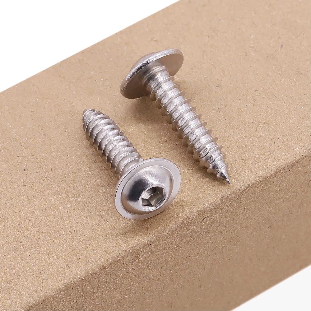 M3 x 8mm (100 pcs) Flanged Button Head Socket Cap Sheet Metal Screws, 304 Stainless Steel 18/8, Allen Hex Drive 2mm, Wood Screws with Self Tapping Point