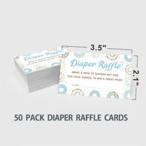 JCVUK Baby Shower Games, 1 Diaper Raffle Standing Sign with 50 Diaper Raffle Tickets,Donut Love Theme Babyshower Party Decorations and Supplies For Boys or Girls(LBLK-B08)