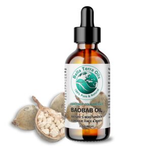 bella terra oils - baobab oil 2 oz - cold-pressed purity, rich in vitamin c & e, omega-3, 6, 9 fatty acids, ultimate elixir for nourished, radiant skin