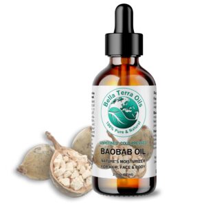 Bella Terra Oils - Baobab Oil 2 oz - Cold-Pressed Purity, Rich in Vitamin C & E, Omega-3, 6, 9 Fatty Acids, Ultimate Elixir for Nourished, Radiant Skin