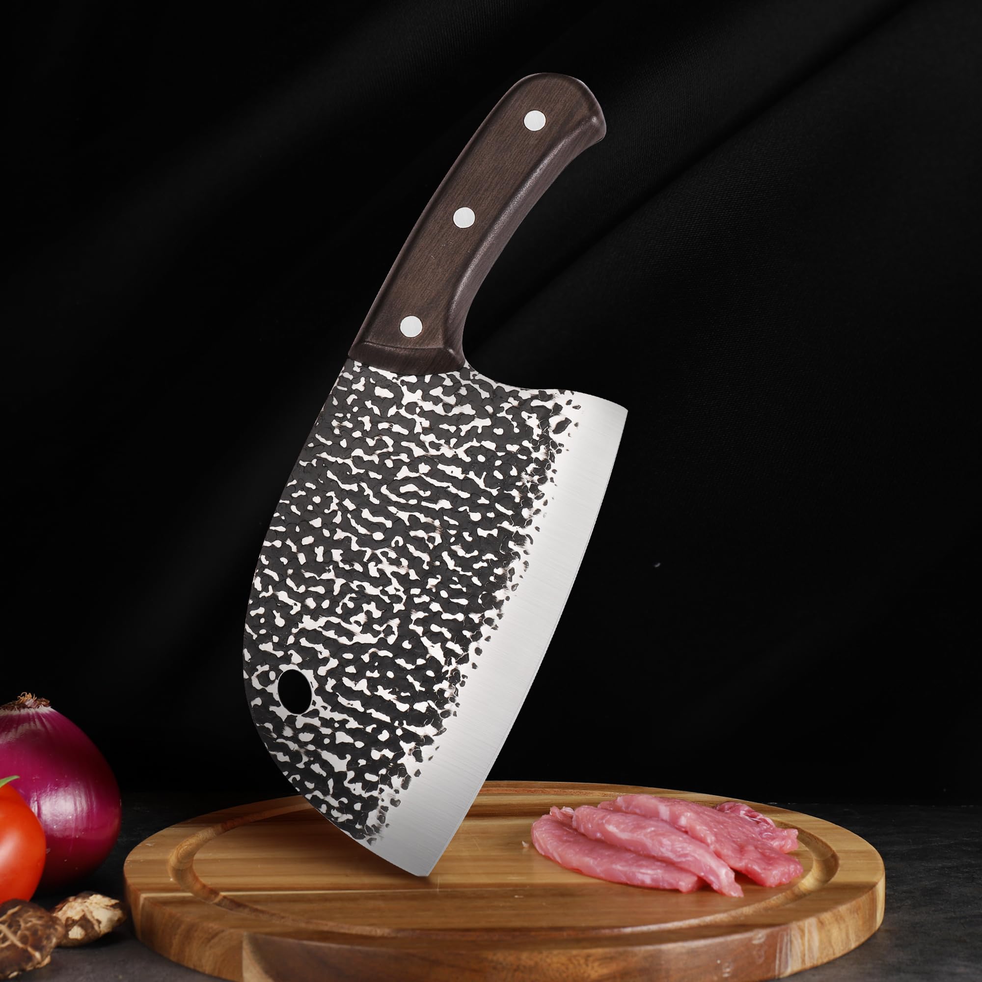 TJ POP Chinese Cleaver Knife 6.2 inches, Ultra Sharp Lightweight Meat Cleaver, Full-tang Chopping Knife 30Cr13 Steel Blade Thickness 1.5 mm, Fish Shape Series HP01003