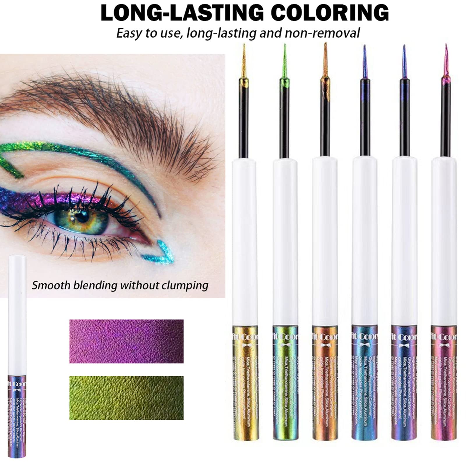 Mrettick 6 Colors Chameleon Liquid Eyeshadow Metallic Glitter Shimmer Eye Shadow Set Long Lasting Waterproof Multichrome Eyeshadows Makeup Set