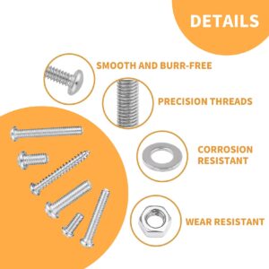 wugongshan 550 Pcs Screws Bolts and Nuts Assortment Kit, Metric Machine Screws and Nuts and Bolts and Flat Washers, M3/M4/M5 Slotted Pan Head Hex Bolts and Nuts Sets (B)