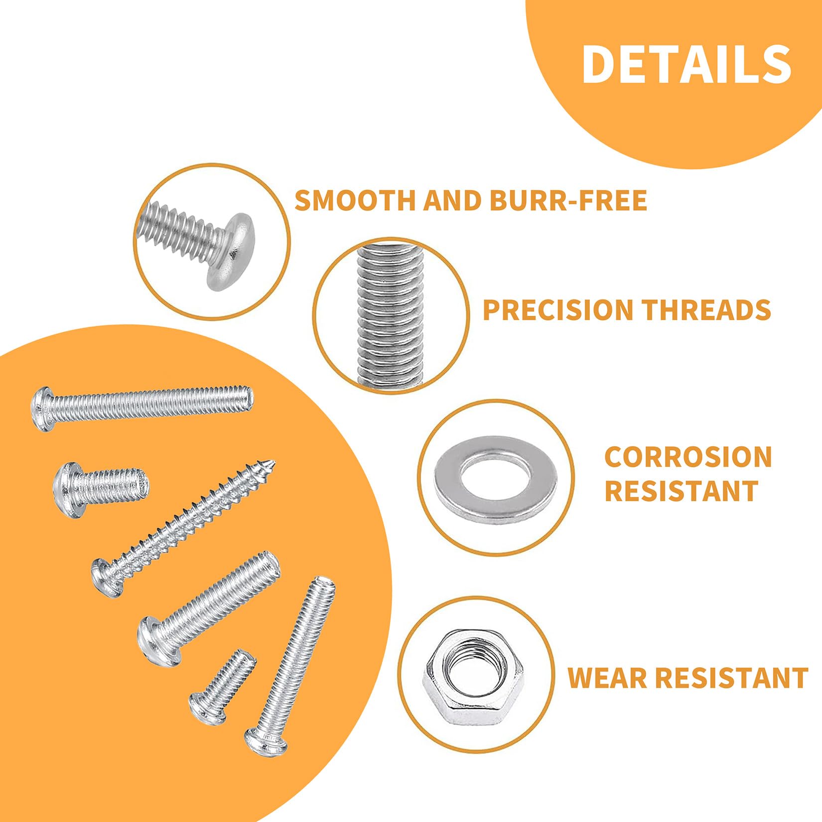 wugongshan 550 Pcs Screws Bolts and Nuts Assortment Kit, Metric Machine Screws and Nuts and Bolts and Flat Washers, M3/M4/M5 Slotted Pan Head Hex Bolts and Nuts Sets (B)