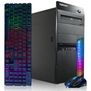 lenovo gaming pc desktop computer - intel quad i7 up to 3.8ghz, amd radeon rx 550 4g gddr5, 16gb memory, 128g ssd + 2tb, rgb keyboard & mouse, wifi & bluetooth 5.0, dvd, win 10 pro (renewed)