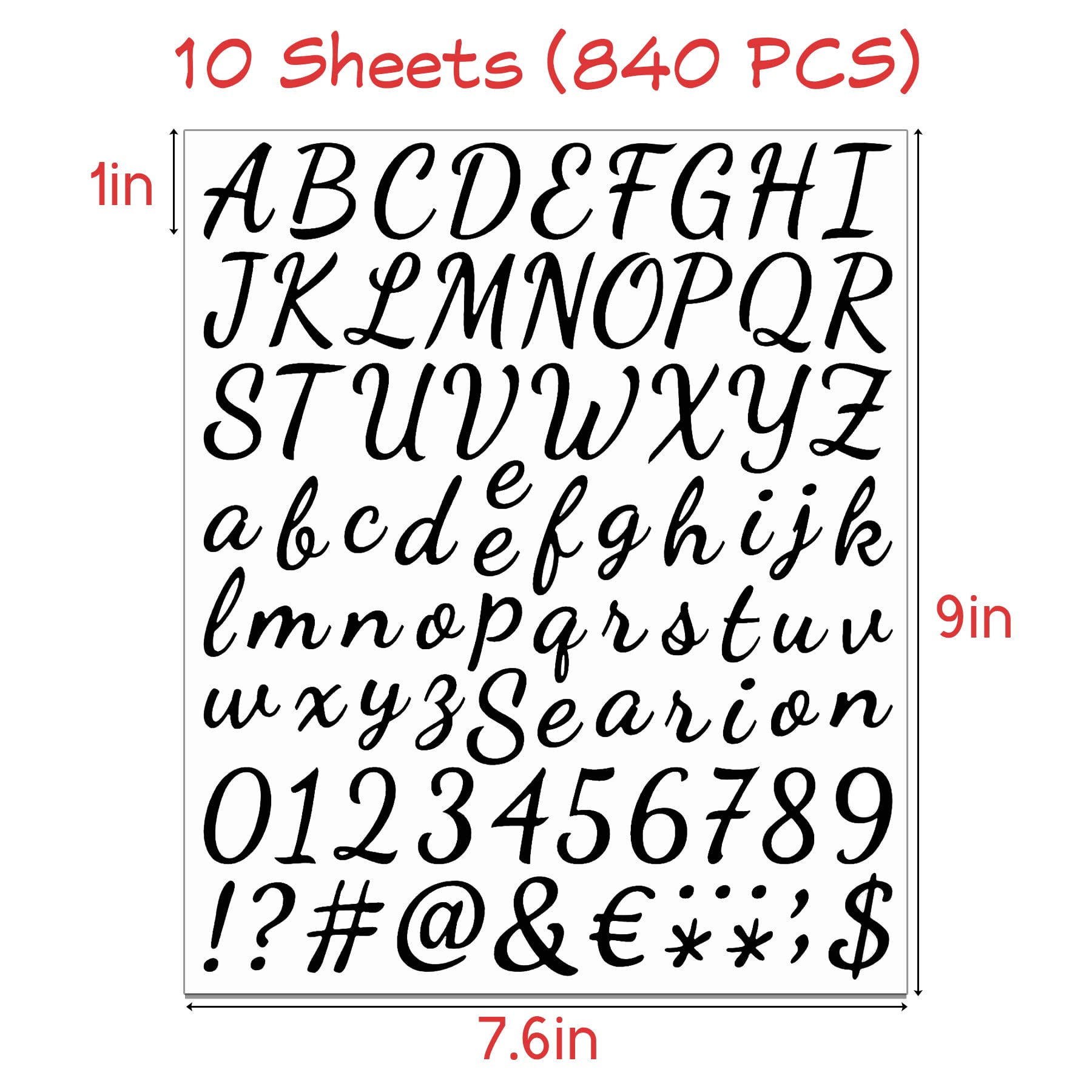 10 Sheets 840 Pcs Black Vinyl Self Adhesive Letter Stickers Alphabet Sticker DIY Number Letter Decal Outdoor Mailbox Letters Sticky Letters for Water Bottles Crafts Kitchen Signs Grad Cap Poster Board