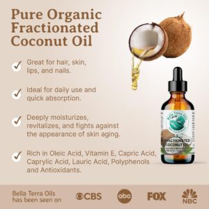 Bella Terra Oils - Liquid Organic Fractionated Coconut Oil 16 oz - Dive into Nutritional Excellence, Known for Antioxidants & MCTs, A Luxurious Treat for the Skin