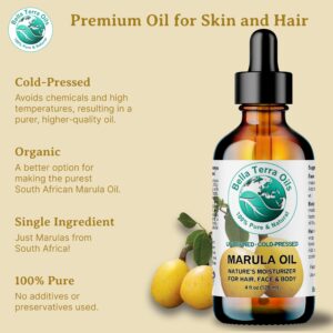 Bella Terra Oils - Marula Oil 8 oz - Cold-Pressed, Rich in Amino Acids & Antioxidants, the Epitome of Luxury Face Oil, Boost Your Glow