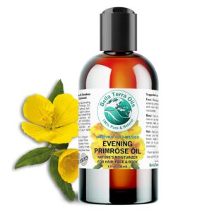 bella terra oils - organic evening primrose oil 8 oz - harvested for excellence, packed with nutrients & omega-6, perfect elixir for enhancing natural beauty