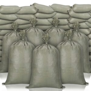 nuenen 200 pcs empty sandbags heavy duty sand bags with ties woven polypropylene sand bags bulk sand bag for flooding 16 x 26 inches sandbag flood protection for emergency hurricane supplies (green)