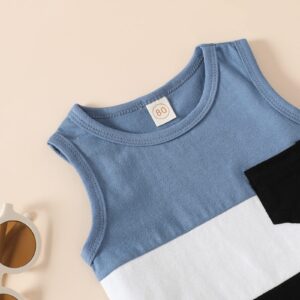 ADXSUN Toddler Baby Boy Clothes Color Block Sleeveless Tops+ Casual Shorts Summer Outfits Set