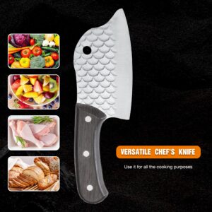 TJ POP Small Vegetable Cleaver Knife, Lightweight Chopping Knife for Women, Cute dolphin shape Full-tang Meat Cleaver with 30Cr13 Steel Blade Thickness 2 mm, Fish shape series HP01001