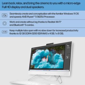 HP All-in-One PC, 23.8" FHD Micro-Edge Touchscreen Display, AMD Ryzen 5 Processor, AMD Radeon Graphics, 12 GB RAM, 512 GB SSD, Windows 11 Home OS, Wi-Fi (24-cb1142, 2022) (Renewed)