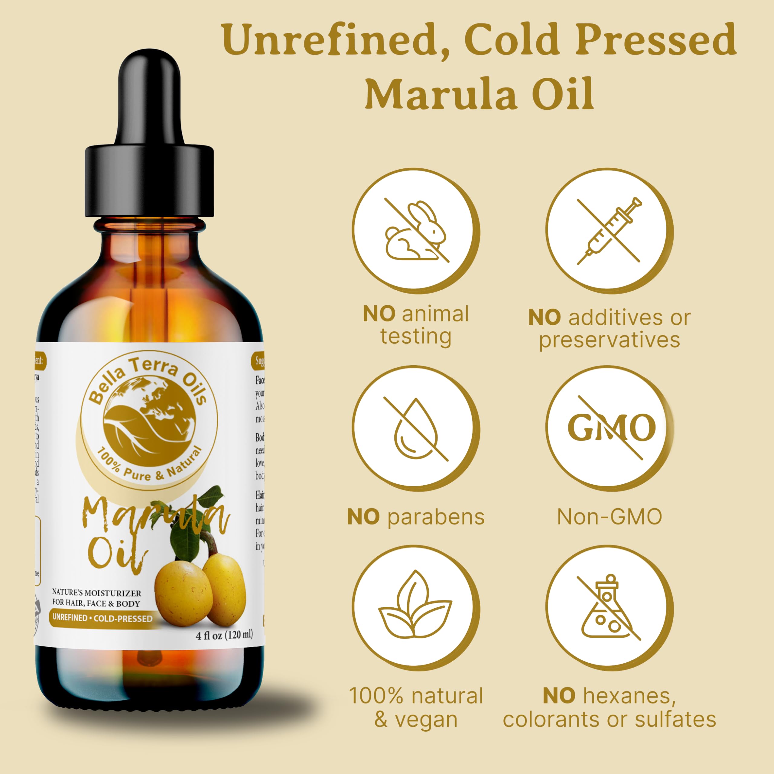 Bella Terra Oils - Marula Oil for Face 8 oz - Cold-Pressed Essence, A Symphony of Essential Fatty Acids, for an Enriched Skin Experience