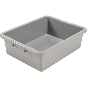 gray plastic bus tub (pack of 5) commercial tote box cross stack nest utility tote tub/bud box w/o lid, 21.5” l x 17” w x 7” h, food service, airport, cafeteria, seafood, vegetables, transporting