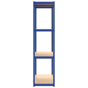 vidaXL 4-Layer Shelves - Blue Industrial Steel & Engineered Wood Storage Racks - High Load Capacity, Adjustable, Easy Assembly, 3 pcs