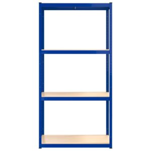 vidaXL 4-Layer Shelves - Blue Industrial Steel & Engineered Wood Storage Racks - High Load Capacity, Adjustable, Easy Assembly, 3 pcs