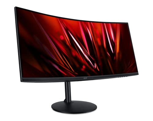 Acer Nitro 34" QHD 3440 x 1440 1500R Curved PC Gaming Monitor AMD FreeSync Premium 165Hz Refresh 1ms (VRB) ZeroFrame Design 2 x Display Port 1.4 & 2 x HDMI 2.0 Ports XZ342CU Sbmiipphx,Black