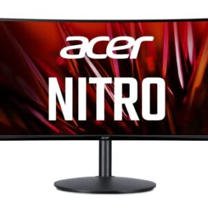 Acer Nitro 34" QHD 3440 x 1440 1500R Curved PC Gaming Monitor AMD FreeSync Premium 165Hz Refresh 1ms (VRB) ZeroFrame Design 2 x Display Port 1.4 & 2 x HDMI 2.0 Ports XZ342CU Sbmiipphx,Black