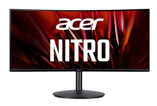 Acer Nitro 34" QHD 3440 x 1440 1500R Curved PC Gaming Monitor AMD FreeSync Premium 165Hz Refresh 1ms (VRB) ZeroFrame Design 2 x Display Port 1.4 & 2 x HDMI 2.0 Ports XZ342CU Sbmiipphx,Black