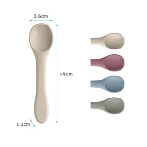 Vicloon Silicone Baby Feeding Spoons, 4 PCS Baby Spoons, First Stage Feeding Spoons for Infants, Silicone Baby Spoons Ultra-Durable & Chewproof, Silicone Feeding Spoons Dishwasher Safe,Baby Utensils