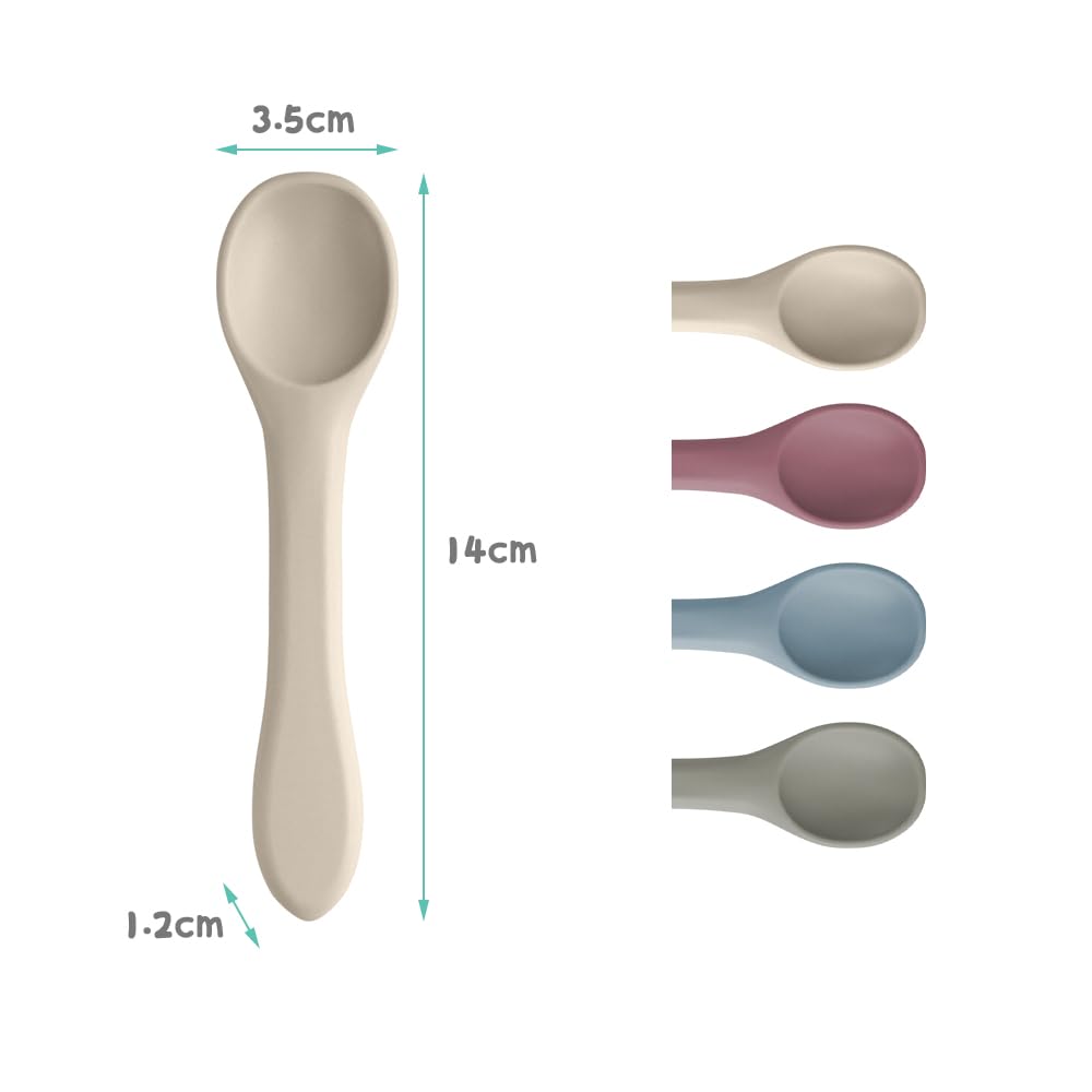 Vicloon Silicone Baby Feeding Spoons, 4 PCS Baby Spoons, First Stage Feeding Spoons for Infants, Silicone Baby Spoons Ultra-Durable & Chewproof, Silicone Feeding Spoons Dishwasher Safe,Baby Utensils