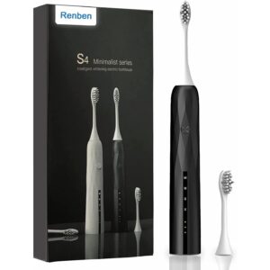 electric toothbrush with pressure sensor for enamel, sonic toothbrush for adults, rechargeable power toothbrushes with 2 brush heads, 4 modes, smart timer, 42,000 vpm, one charge for 100 days