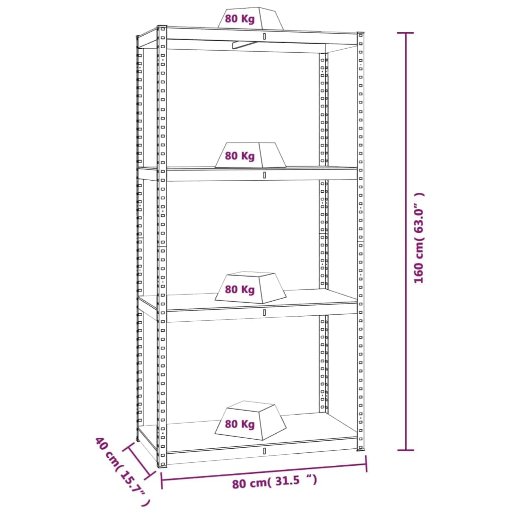 vidaXL 4X 4-Layer Shelves Business Workshop Height-Adjustable Shelf Storage Industrial Shelving Rack Blue Steel and Engineered Wood