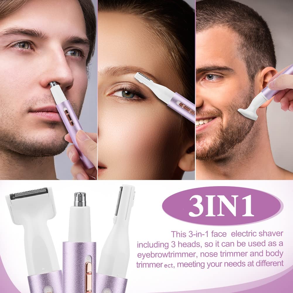 StepOK Nose Hair Trimmer, 3 in 1 Electric Nose & Ear Hair Trimmer, Eyebow Trimmer, Face Razor, USB Rechargeble for Men Women