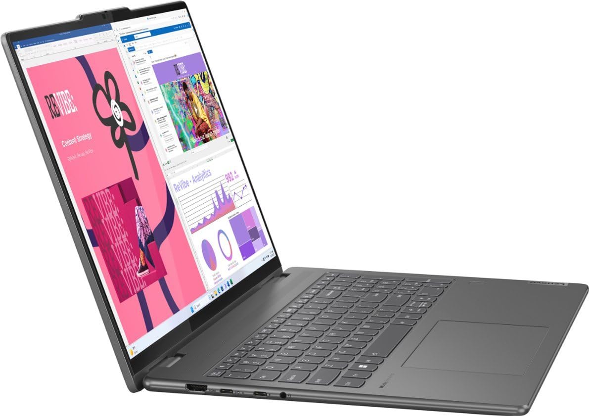 Lenovo 2024 Yoga 7 2-in-1 16” WUXGA IPS Touch Laptop 12-Core Intel Core Ultra 7 155U 16GB LPDDR5 512GB SSD Thunderbolt 4 USB-C w/DP WiFi AX BT Webcam HDMI2.1 Backlit KB Fingerprint Windows 11 Pro