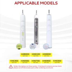 Kuflant 800mAh Electric Toothbrush Battery Compatible with Philips Sonicare Replacement Parts HX89 HX91 HX99 Series with Solder Wire and Rapid Disassemble Tools Set