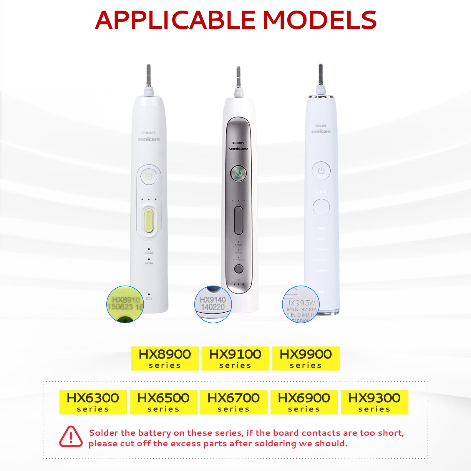 Kuflant 800mAh Electric Toothbrush Battery Compatible with Philips Sonicare Replacement Parts HX89 HX91 HX99 Series with Solder Wire and Rapid Disassemble Tools Set