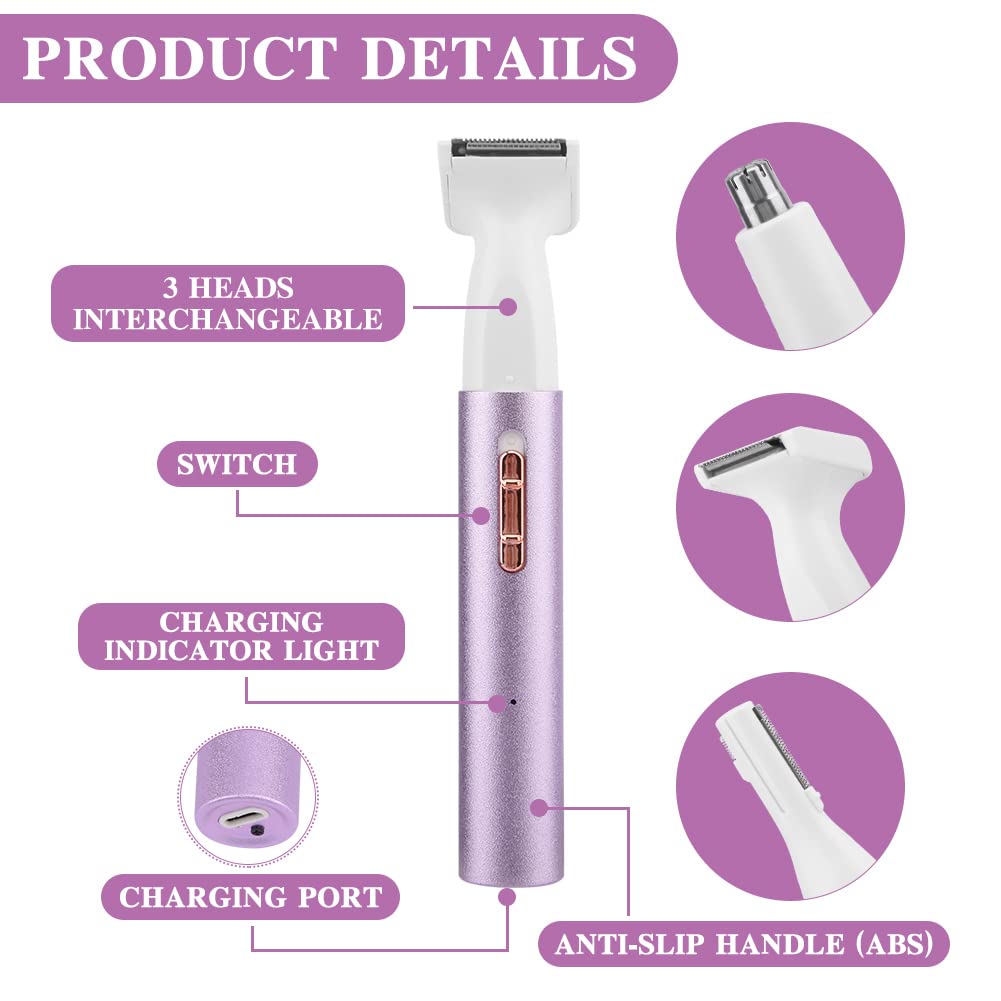 StepOK Nose Hair Trimmer, 3 in 1 Electric Nose & Ear Hair Trimmer, Eyebow Trimmer, Face Razor, USB Rechargeble for Men Women