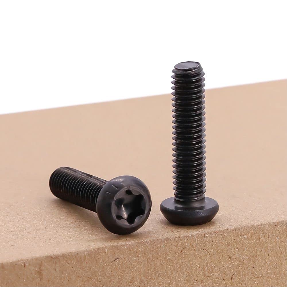 M8-1.25 x 35mm (12 pcs) Button Torx Head Machine Screws, Black Oxide Finish 10.9 Grade Alloy Steel, Full Thread Coarse Thread, Torx Drive Bit T40