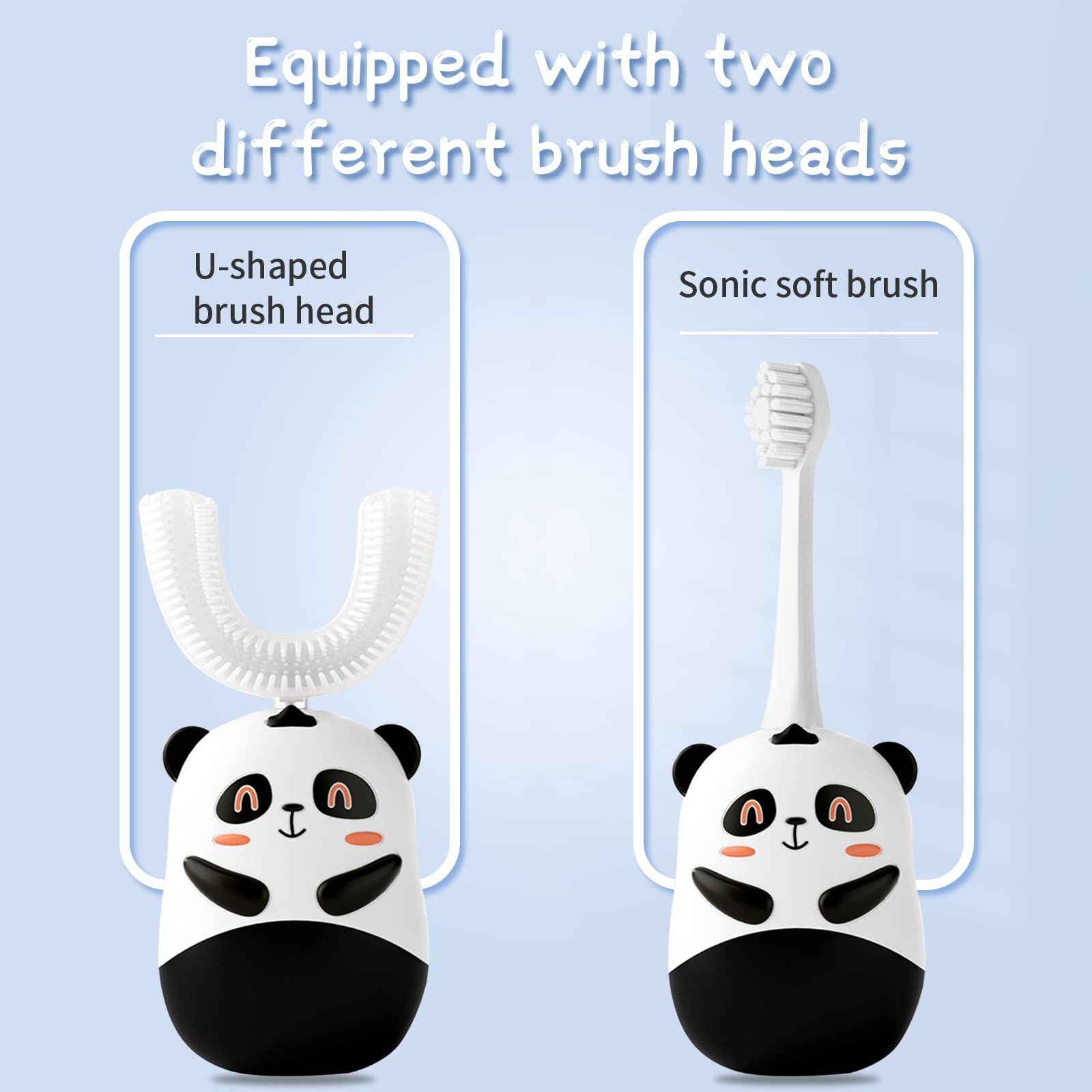 Kids Rechargeable Electric Toothbrush, U-Shaped Toddler Toothbrush, Ultrasonic Children's Toothbrush, Ages 2 to 12