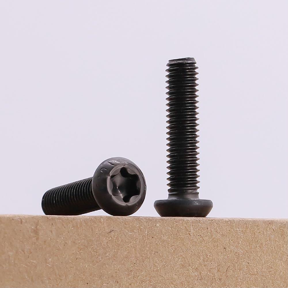 M8-1.25 x 35mm (12 pcs) Button Torx Head Machine Screws, Black Oxide Finish 10.9 Grade Alloy Steel, Full Thread Coarse Thread, Torx Drive Bit T40